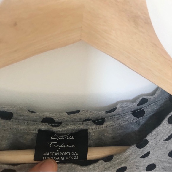 🍒 2/20$ Zara Gray & Black Polka Dot Tee - Picture 6 of 11